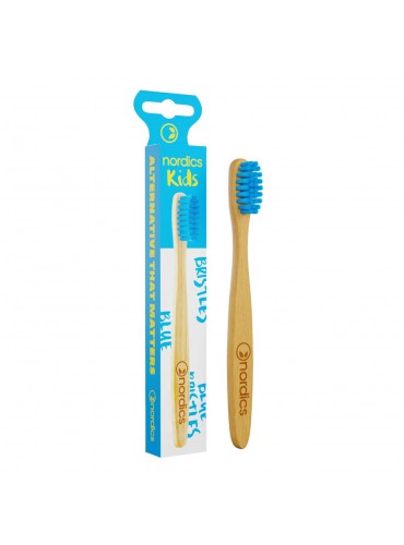 Kids bamboo toothbrush blue